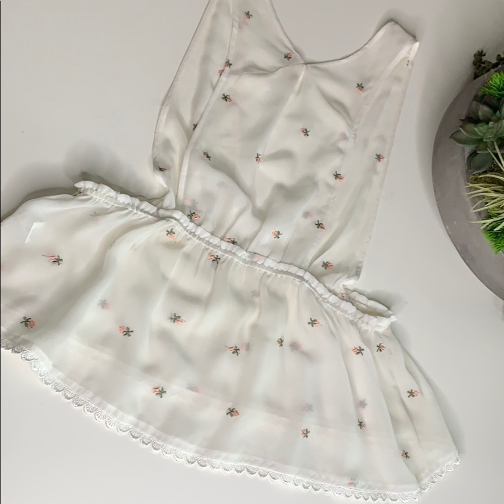 Honey Punch Rosebud embroidered Sleeveless v neck plum tank top romantic large